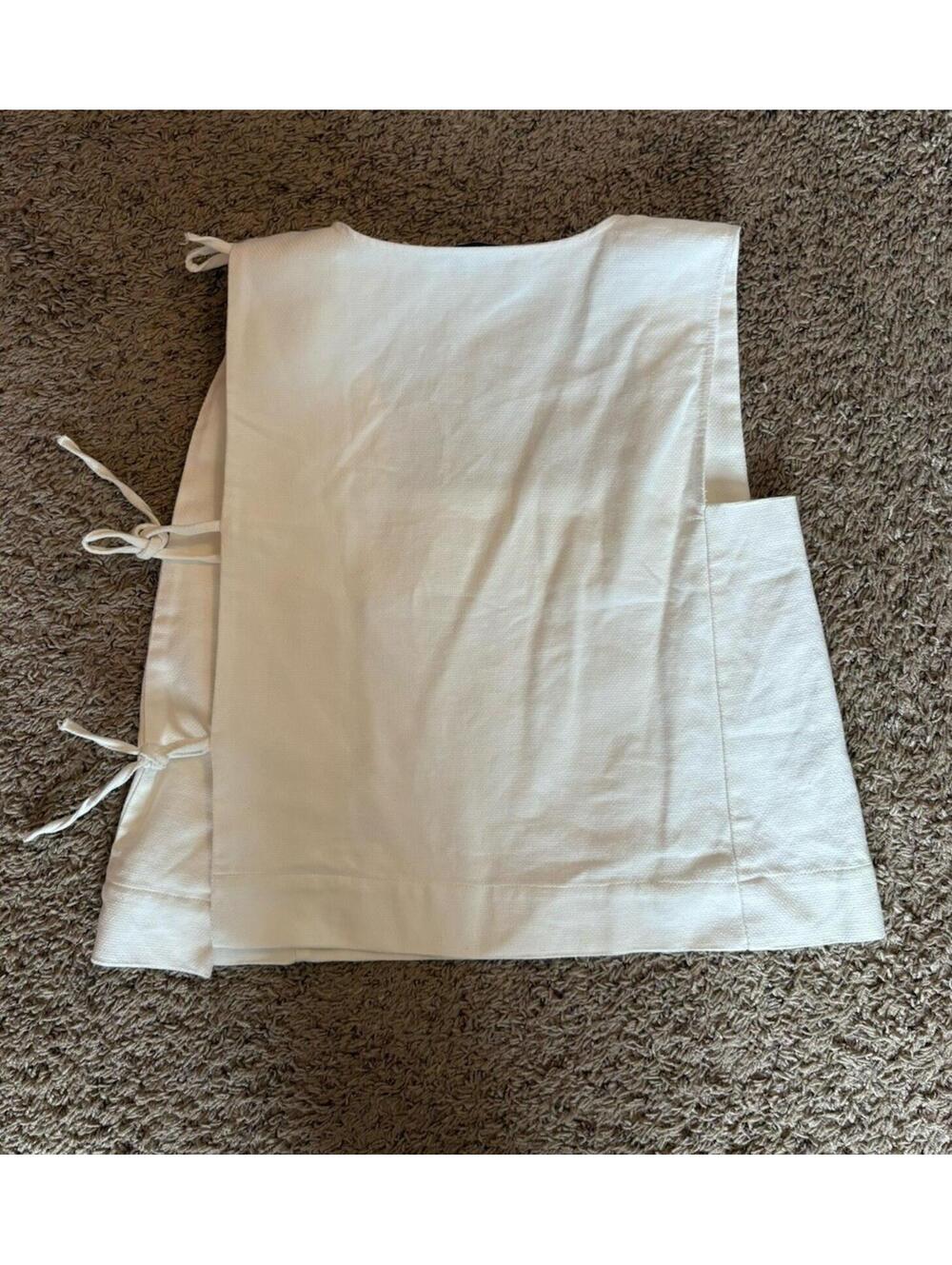 Rosae Paris Le Arthur Ivory Sleeveless Side Tie Crop Top Shirt Linen Sz 40 - Picture 3 of 5